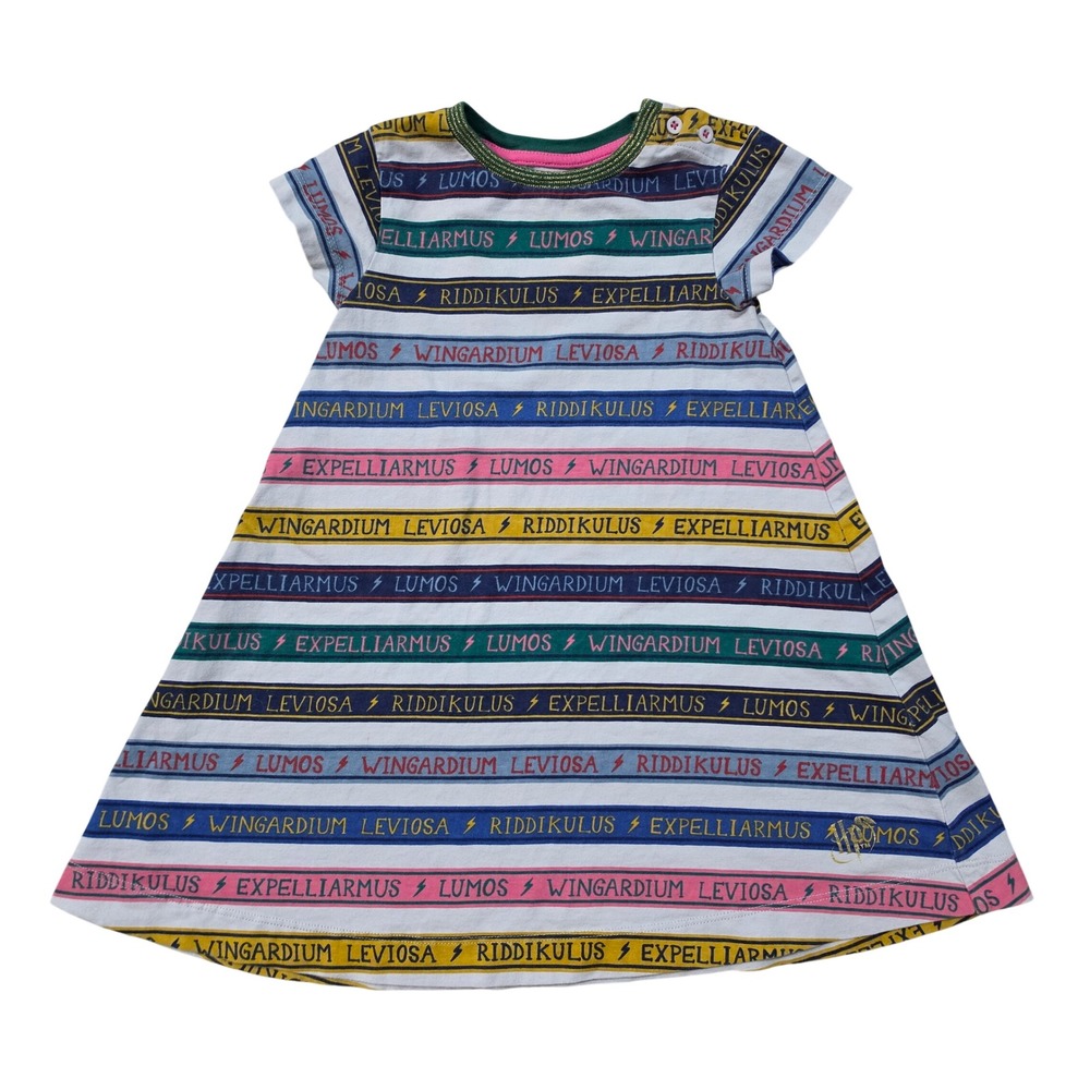 Mini Boden Harry Potter Girls 3-4Y Charms Class Jersey Dress Spell Stripe
